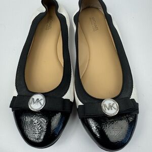 Michael Kors white/Black Leather Ballet Flats- Size 7.5